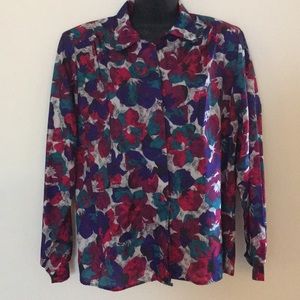 Vintage  Joanna multi floral long sleeve  blouse.
